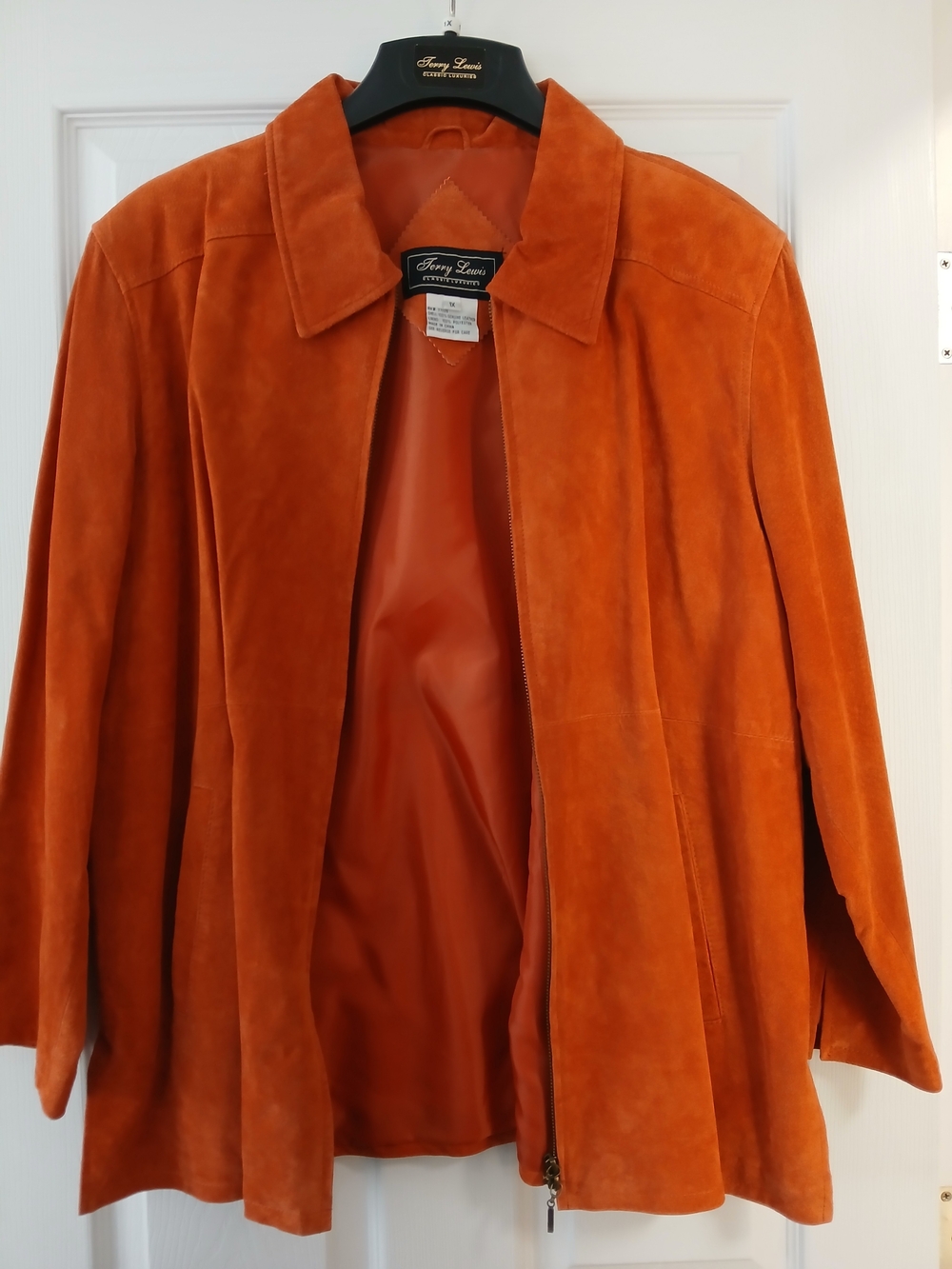 Women's Orange Suede Zip Jacket